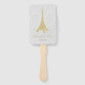 Gold Eiffel Tower Damask Wedding Favor Hand Fan Handwaaier (Voorkant)