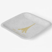 Gold Eiffel Tower Damask Wedding Shower Papieren Bordje (Gebogen)