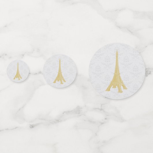 Gold Eiffel Tower Damask Wedding Table Confetti (Voorkanten)