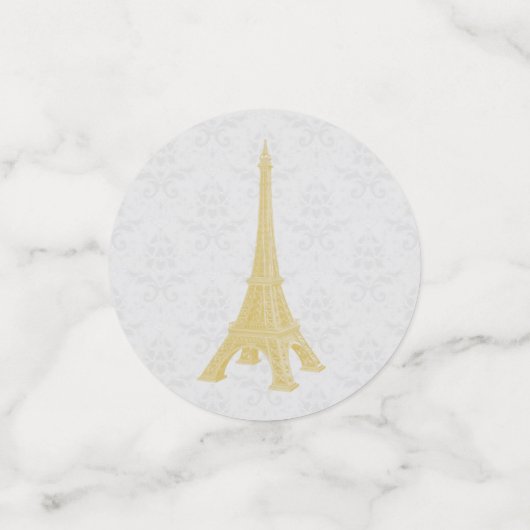 Gold Eiffel Tower Damask Wedding Table Confetti (Kleine voorkant)
