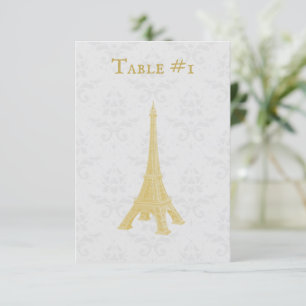 Gold Eiffel Tower Damask Wedding Table Kaart