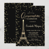 Gold Eiffel Tower Diamonds Black Quinceanera Kaart (Voorkant / Achterkant)