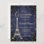 Gold Eiffel Tower Diamonds Navy Blue Quinceanera Kaart (Voorkant)