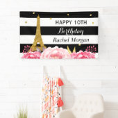 Gold Eiffel Tower Floral Girl Kinderen van Birthda Spandoek (Insitu)
