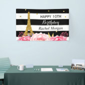Gold Eiffel Tower Floral Girl Kinderen van Birthda Spandoek (Beurs)