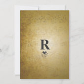 Gold Eiffel Tower  Musical Notes Wedding Kaart (Achterkant)