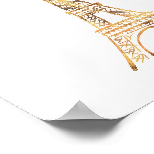 Gold Eiffel Tower Paris afdrukken Poster (Hoek)