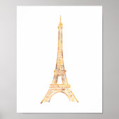 Gold Eiffel Tower Paris afdrukken Poster (Voorkant)