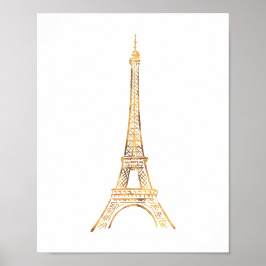 Gold Eiffel Tower Paris afdrukken Poster (Voorkant)