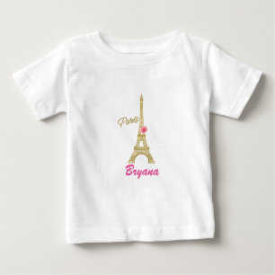 Gold Eiffel Tower Paris & Roze Rose Custom
