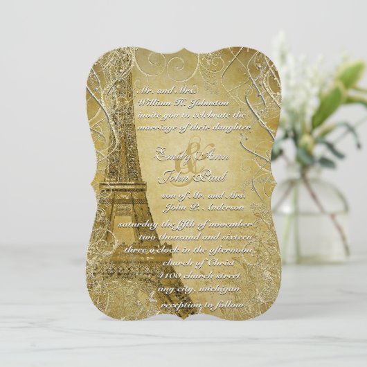 Gold Eiffel Tower-zwenkriem Kaart (Staand voorkant)