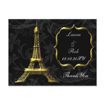 Gold Eiffeltoren Franse bruiloft Dank u
