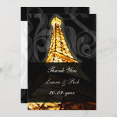 Gold Eiffeltoren Franse bruiloft Dank u Kaart (Voorkant / Achterkant)