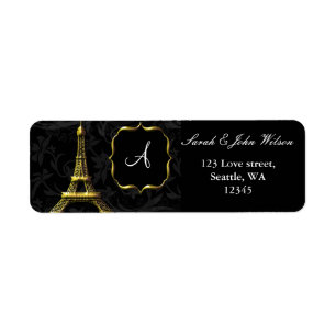 Gold Eiffeltoren Franse bruiloft Etiket