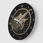 Gold Electric Gitar Round Wall-kast Grote Klok (Hoek)