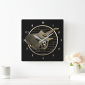 Gold Electric Guitar Square Wall klok (Huis)