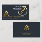 Gold Electric Lightning Silver Meter Gage  Visitekaartje (Voorkant / Achterkant)