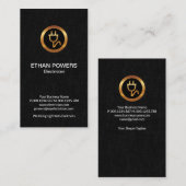 Gold Electric Power Plug Black Grunge-elektricien Visitekaartje (Voorkant / Achterkant)