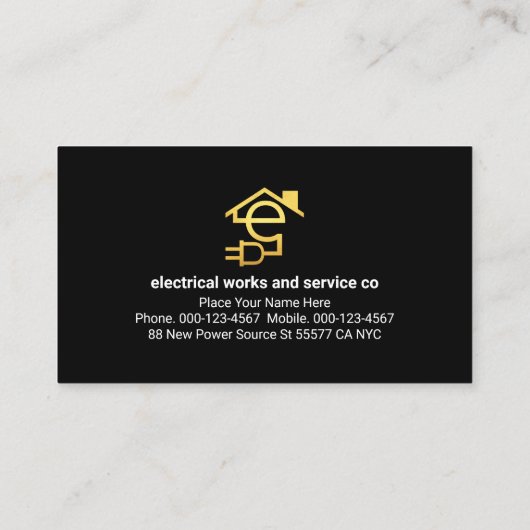 Gold Electric Wire Circuit Powers Up Visitekaartje (Achterkant)