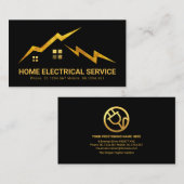 Gold Electrical Lightning Rooftop Silhouette Visitekaartje (Voorkant / Achterkant)