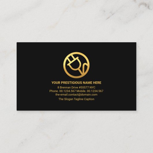 Gold Electrical Lightning Rooftop Silhouette Visitekaartje (Achterkant)