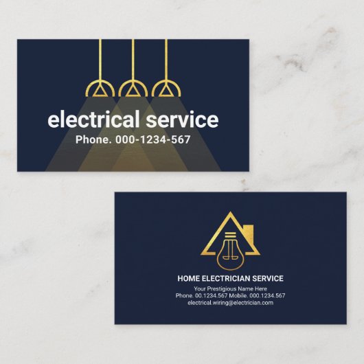 Gold Electrical Overhead Lampshades Visitekaartje (Voorkant / Achterkant)