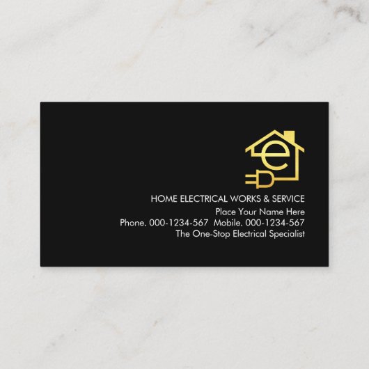 Gold Electrical Power Plug Supply Visitekaartje (Achterkant)