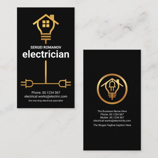 Gold Electrical Wining Home Electrice Service Visitekaartje (Voorkant / Achterkant)