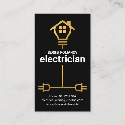 Gold Electrical Wining Home Electrice Service Visitekaartje (Voorkant)