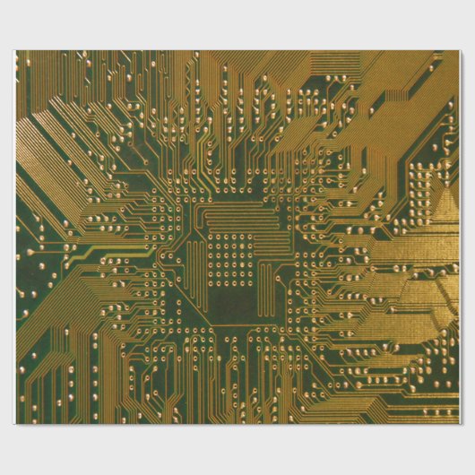Gold Electronics Circuit Board Cadeaupapier (Vlak)