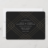 Gold Elegance Black Diamond Gatsby Wedding Kaart (Voorkant)