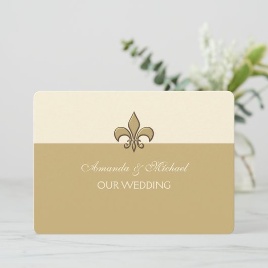 Gold Elegance Fleur de Lis Save the Date (Staand voorkant)