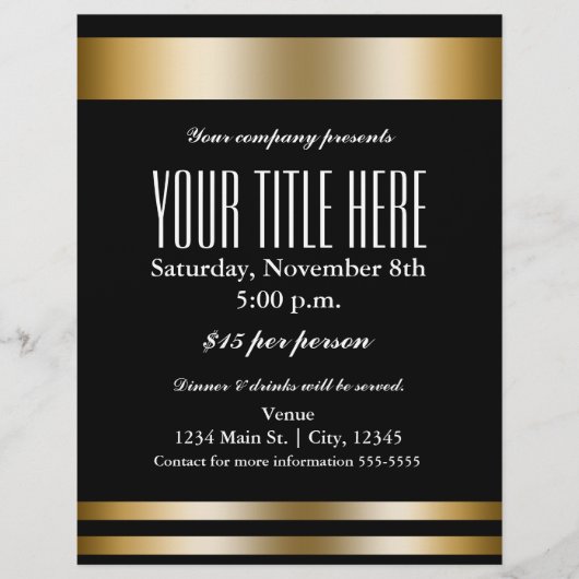 Gold Elegance Glamor Event Flyer Poster (Voorkant)