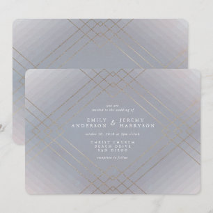 Gold Elegance Grey Diamond Gatsby Wedding Kaart