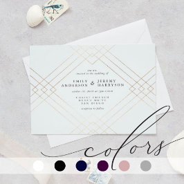 Gold Elegance White Diamond Gatsby Wedding Kaart