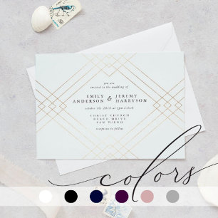 Gold Elegance White Diamond Gatsby Wedding Kaart