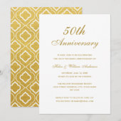 Gold Elegant 50th Wedding Jubileum Invitations Kaart (Voorkant / Achterkant)