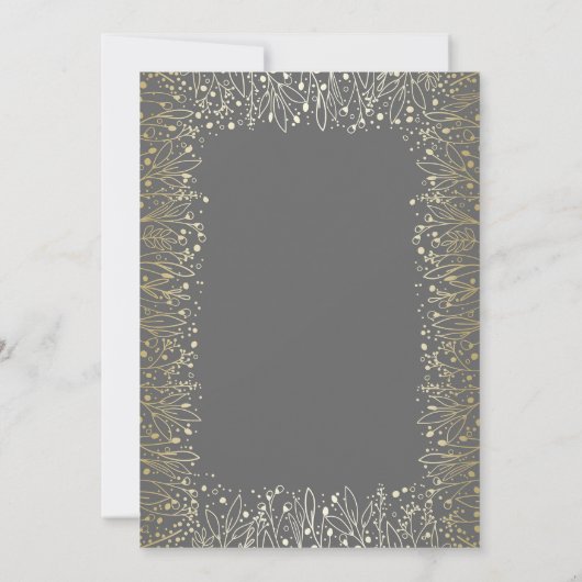 Gold Elegant  Baby's Breath Bruiloft Kaart (Achterkant)