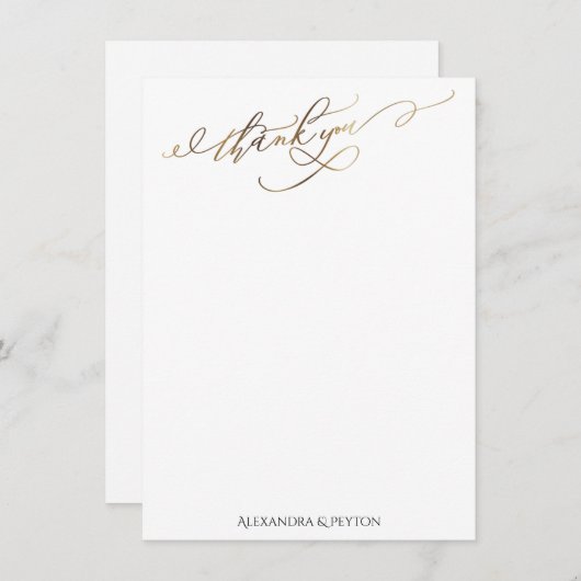 Gold Elegant bedankt je voor je kalligrafie boven (Voorkant / Achterkant)