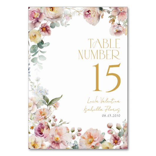  Gold Elegant Bloemen Roze Verjaardag Kaart (Voorkant)