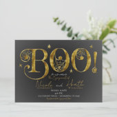 Gold Elegant BOO Magical Halloween Verloving Kaart (Staand voorkant)