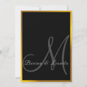 Gold Elegant Botanische Naadloze Script M | Wedden Kaart (Achterkant)