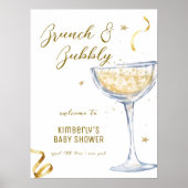 Gold Elegant Brunch Champagne Baby shower Welkom Poster (Voorkant)