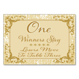 Gold Elegant Bunco Table Card #1 Kaart