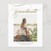 Gold Elegant Calligraphy Afstuderen Invitation (Voorkant)