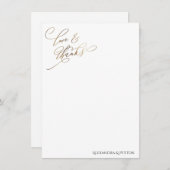 Gold Elegant Calligraphy Love and Bedankt Card (Voorkant / Achterkant)