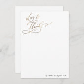 Gold Elegant Calligraphy Love and Bedankt Card (Voorkant / Achterkant)