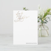 Gold Elegant Calligraphy Love and Bedankt Card (Staand voorkant)