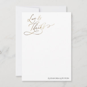 Gold Elegant Calligraphy Love and Bedankt Card