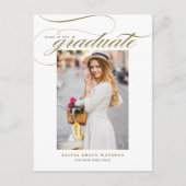 Gold Elegant Calligraphy Photo Afstuderen Aankondigingskaart (Voorkant)